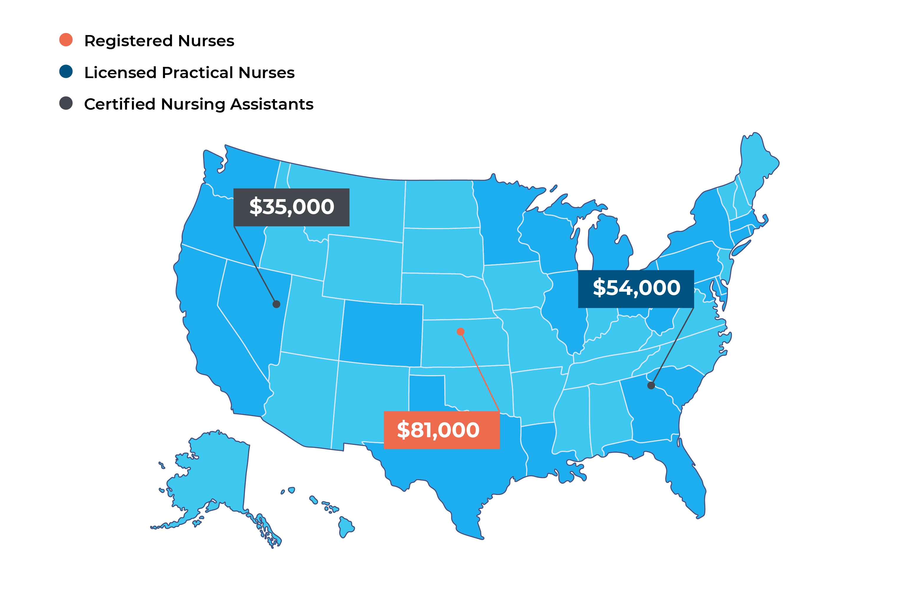 nursing salary insights infographic united states map